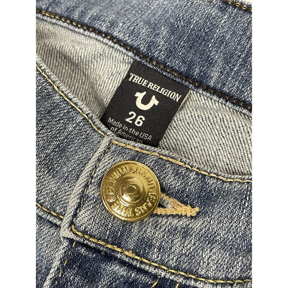 True Religion Jeans Womens 28 Relaxed Straight Distressed Ombre Raw Hem USA Y2K - Picture 6 of 15